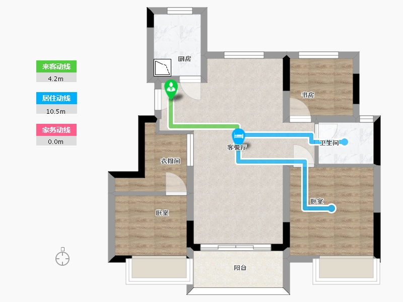 江苏省-苏州市-兴学花苑-66.74-户型库-动静线