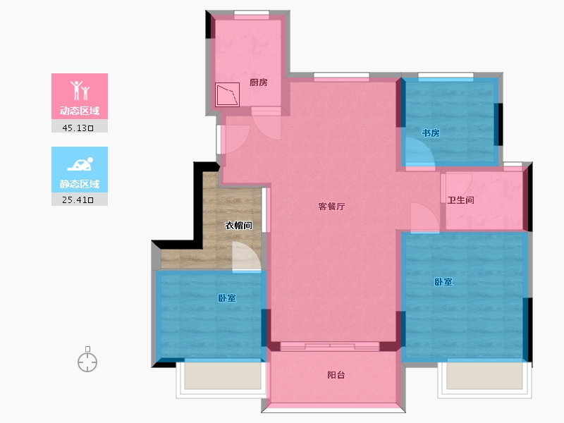 江苏省-苏州市-兴学花苑-66.74-户型库-动静分区