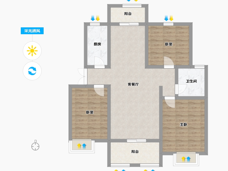 安徽省-宿州市-首钢·首御-88.35-户型库-采光通风