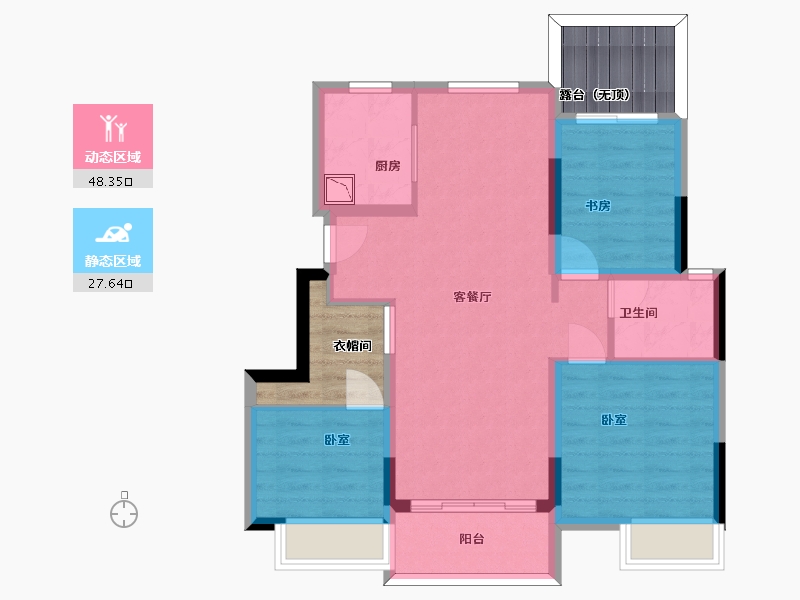 江苏省-苏州市-兴学花苑-76.40-户型库-动静分区