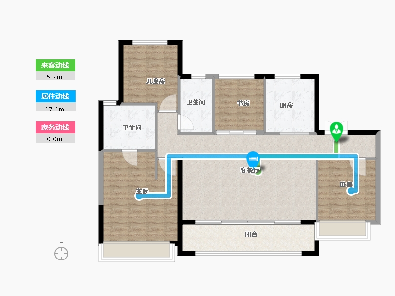 陕西省-西安市-万科·雁鸣湖-113.52-户型库-动静线