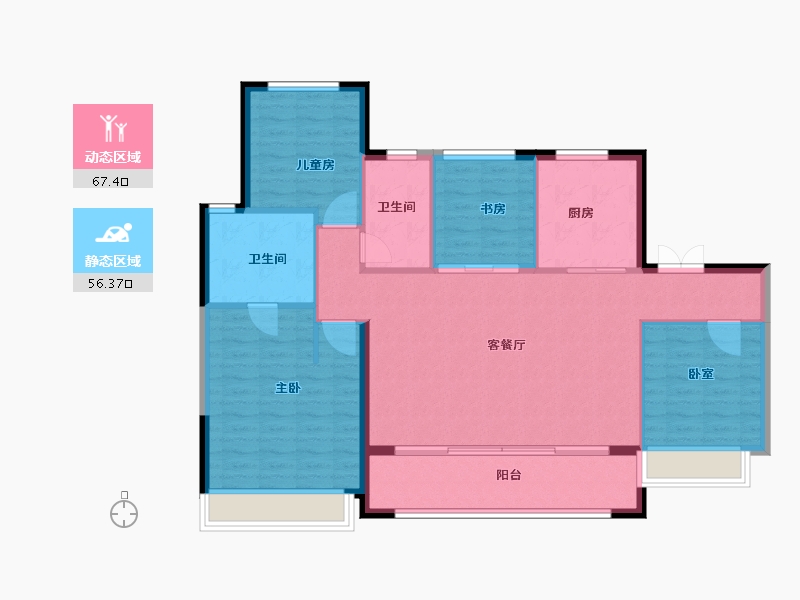 陕西省-西安市-万科·雁鸣湖-113.52-户型库-动静分区