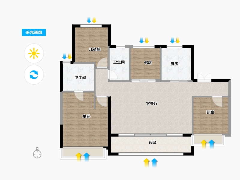 陕西省-西安市-万科·雁鸣湖-113.52-户型库-采光通风