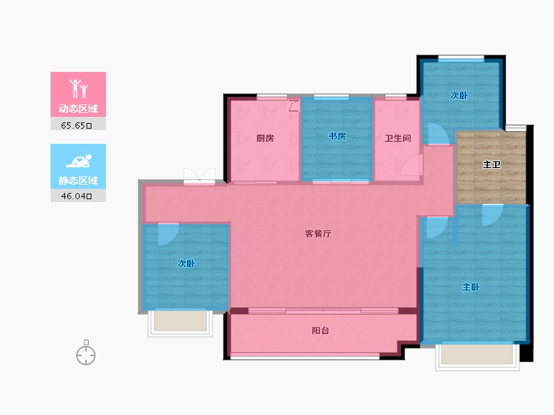 陕西省-西安市-万科·金域缇香-109.08-户型库-动静分区