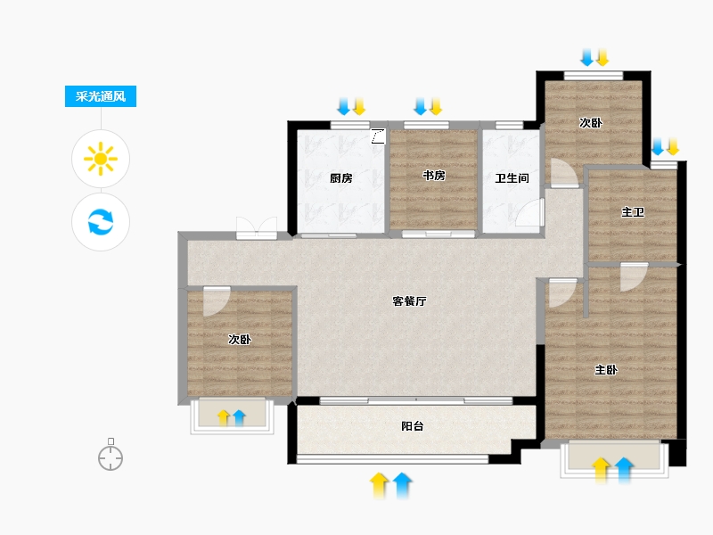 陕西省-西安市-万科·金域缇香-109.08-户型库-采光通风