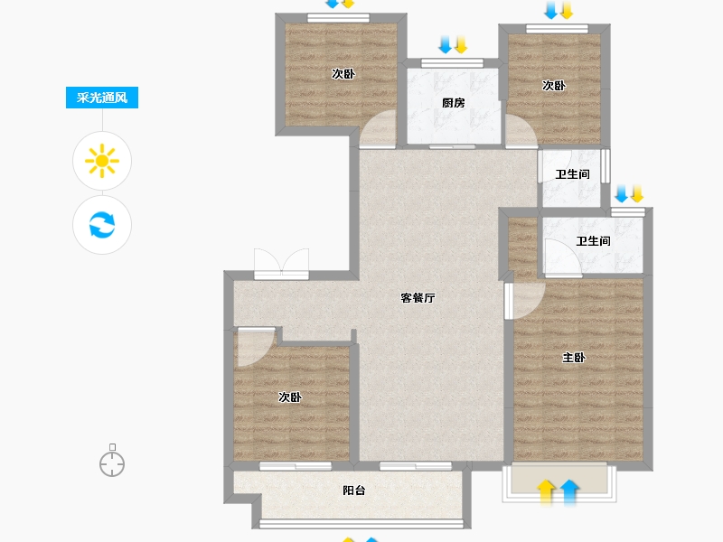 江苏省-徐州市-保利和府-106.36-户型库-采光通风