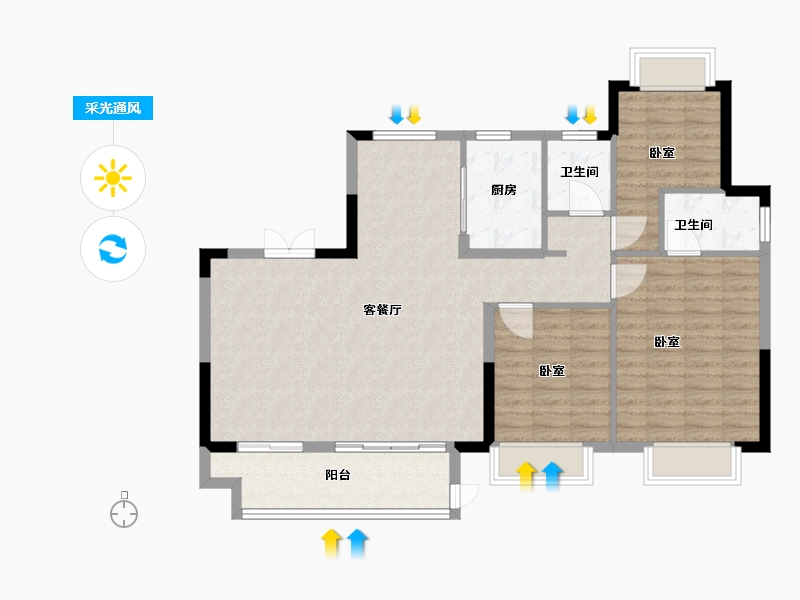 江苏省-常州市-龙控绿地公园道-102.00-户型库-采光通风