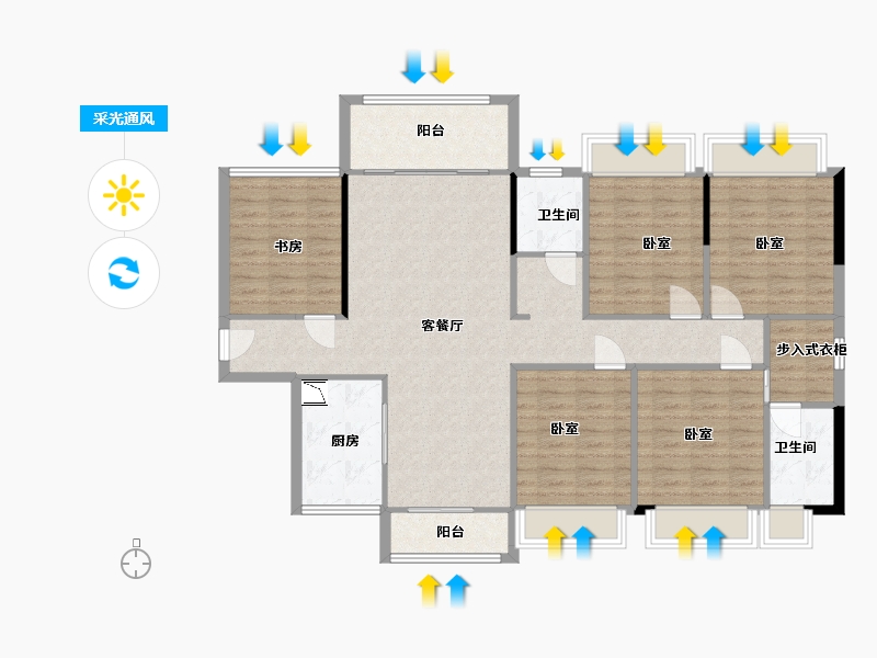 广西壮族自治区-玉林市-永利印象-122.16-户型库-采光通风