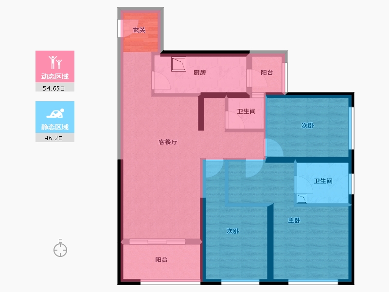 云南省-昆明市-东原璞阅-88.69-户型库-动静分区