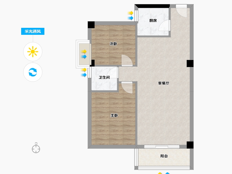 广西壮族自治区-北海市-港鹏公园印象-66.40-户型库-采光通风