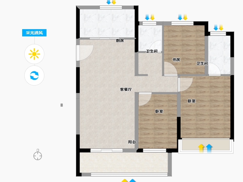 江苏省-徐州市-华美·悦澜湾-94.00-户型库-采光通风