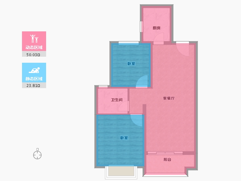 江苏省-南京市-旭辉银城东泉名邸-66.05-户型库-动静分区