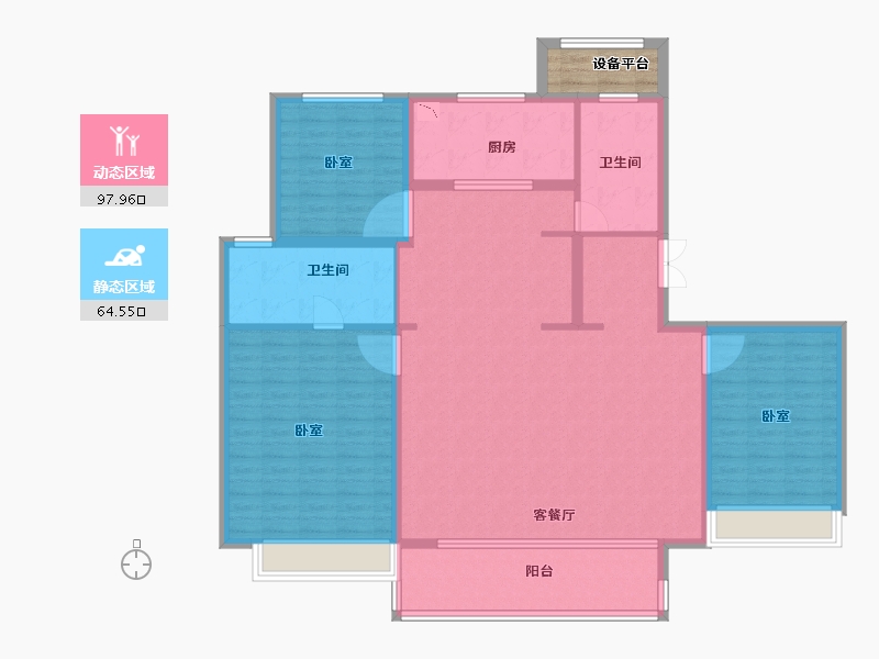 江苏省-徐州市-旭辉美的天阙-150.91-户型库-动静分区