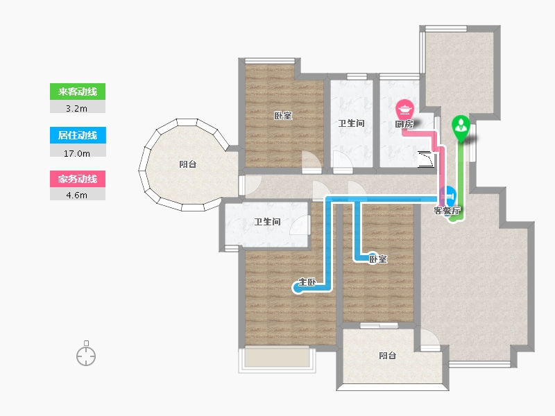 陕西省-西安市-鹿苑5号公馆-123.05-户型库-动静线