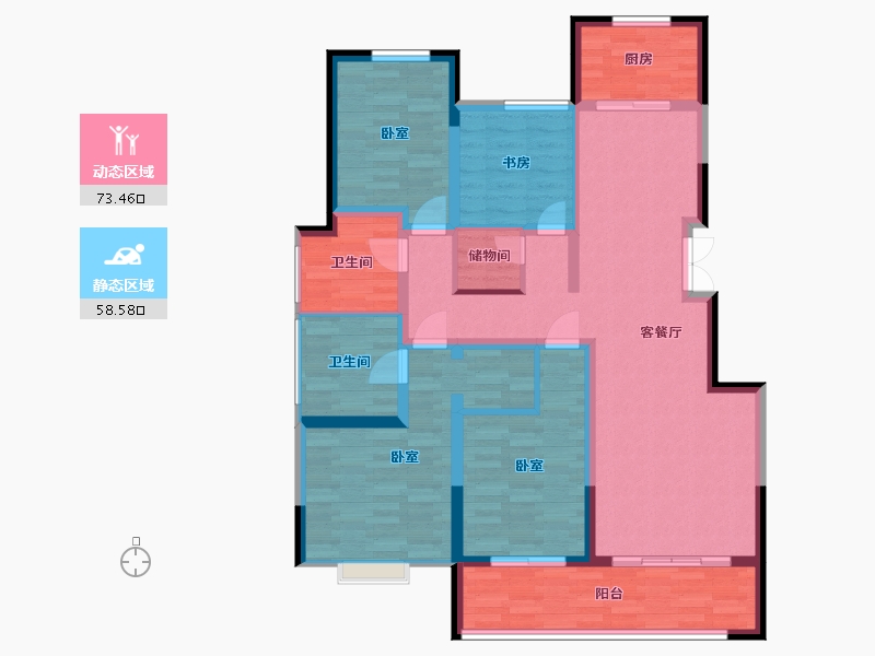 江苏省-常州市-绿城江南里-117.99-户型库-动静分区