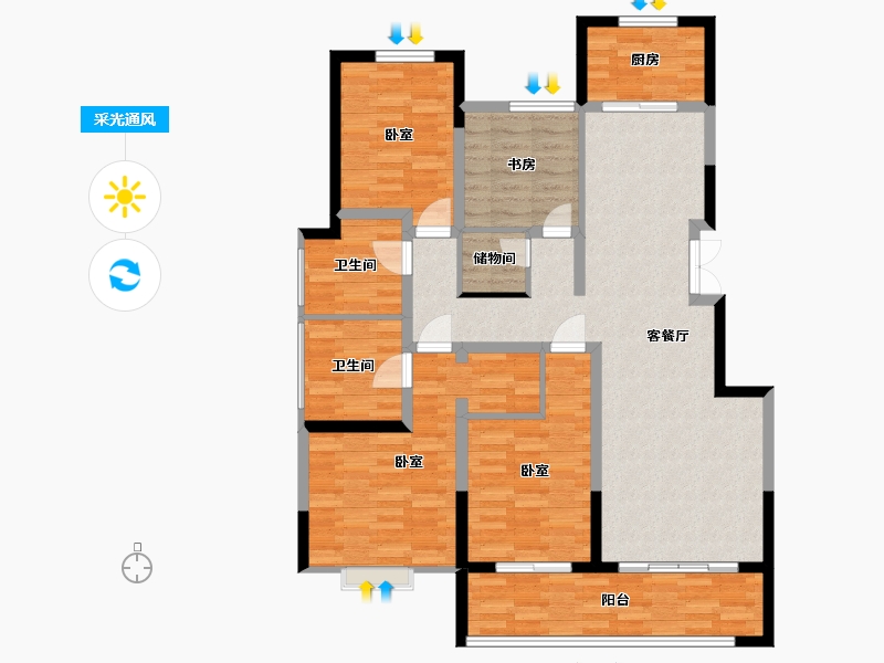 江苏省-常州市-绿城江南里-117.99-户型库-采光通风