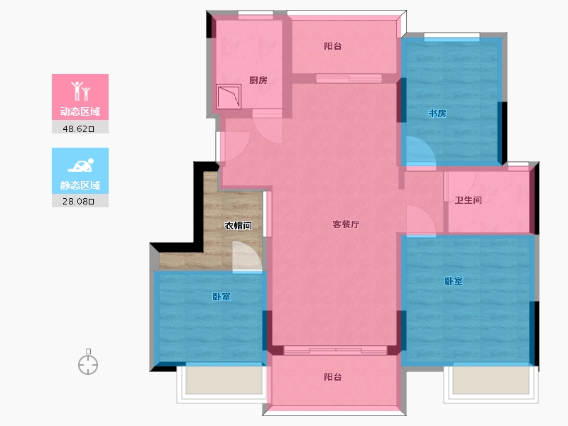 江苏省-苏州市-兴学花苑-71.74-户型库-动静分区