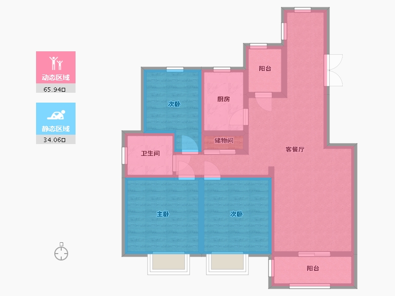 陕西省-西安市-九境城-87.75-户型库-动静分区