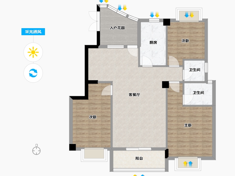 广西壮族自治区-北海市-港鹏公园印象-96.17-户型库-采光通风