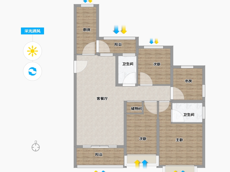 江苏省-徐州市-恒大林溪郡-119.99-户型库-采光通风