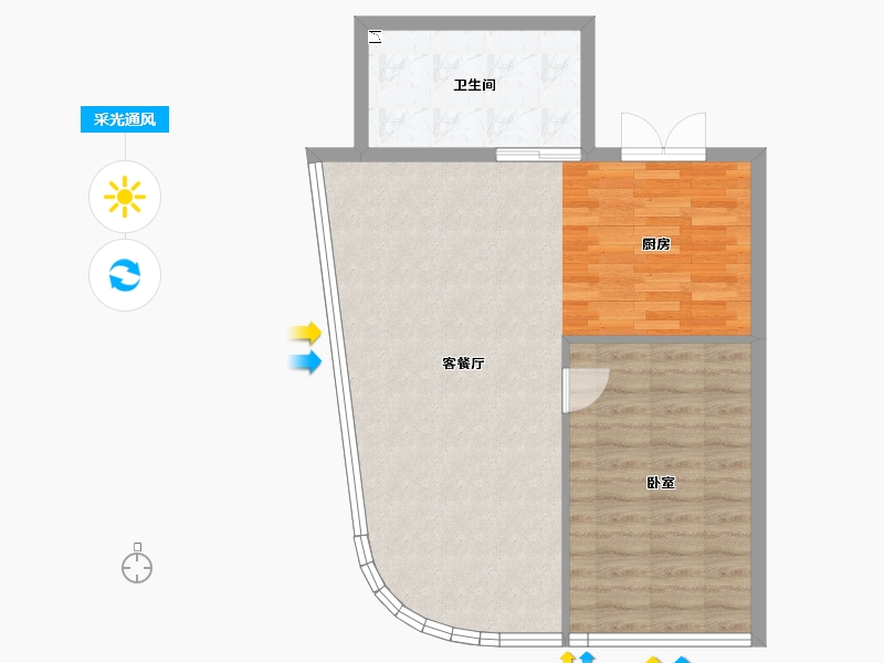 江苏省-苏州市-水秀天地-66.42-户型库-采光通风