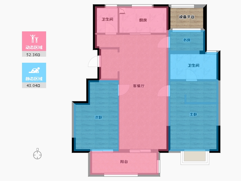 江苏省-苏州市-香悦四季雅苑-88.79-户型库-动静分区