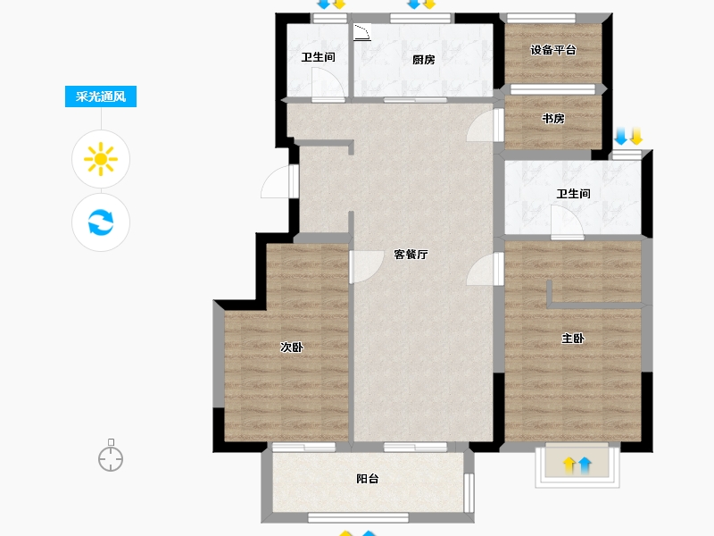 江苏省-苏州市-香悦四季雅苑-88.79-户型库-采光通风