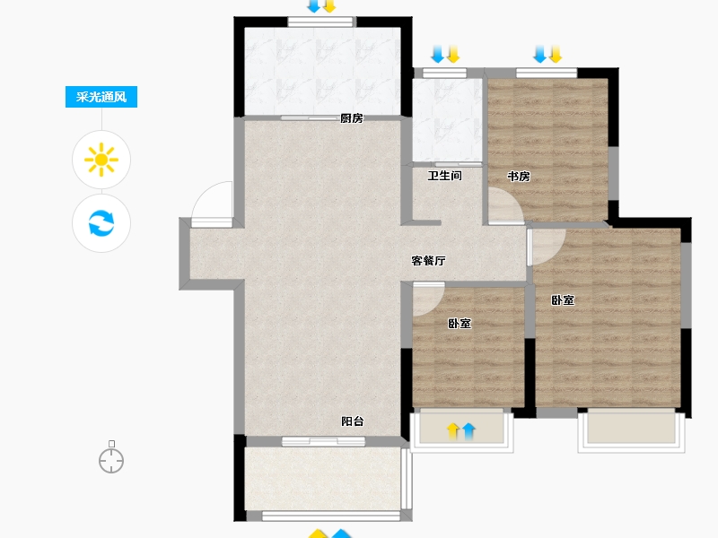 江苏省-徐州市-华美·悦澜湾-90.12-户型库-采光通风