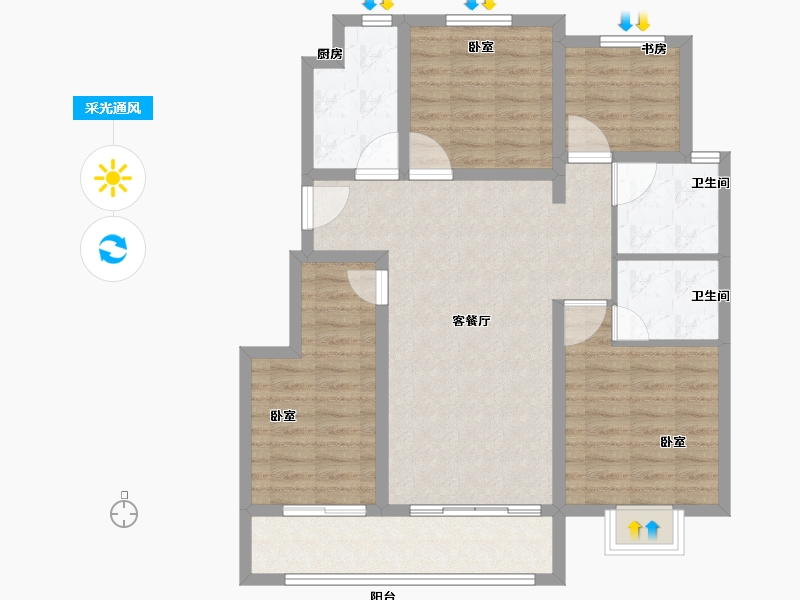 江苏省-常州市-中昂·璟院-92.99-户型库-采光通风