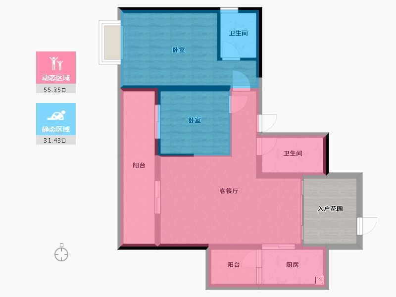 广西壮族自治区-玉林市-天湖御林湾-84.64-户型库-动静分区