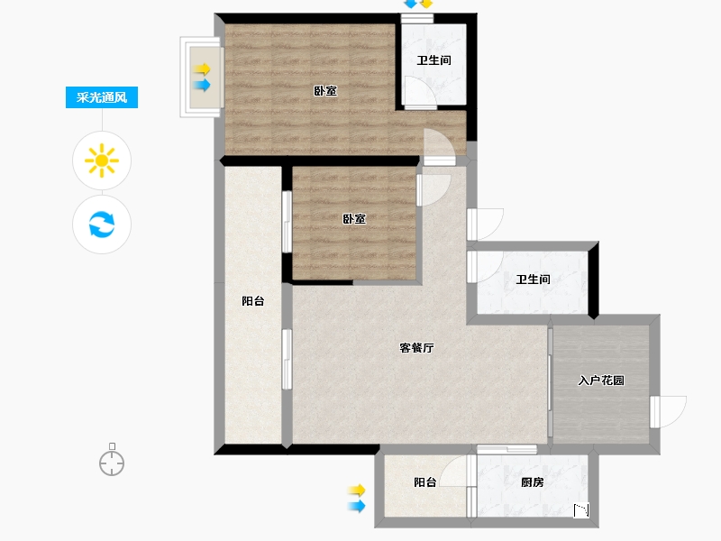 广西壮族自治区-玉林市-天湖御林湾-84.64-户型库-采光通风