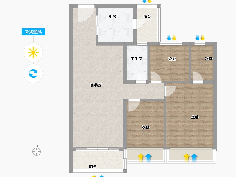 江苏省-南京市-碧桂园凤凰城-80.00-户型库-采光通风