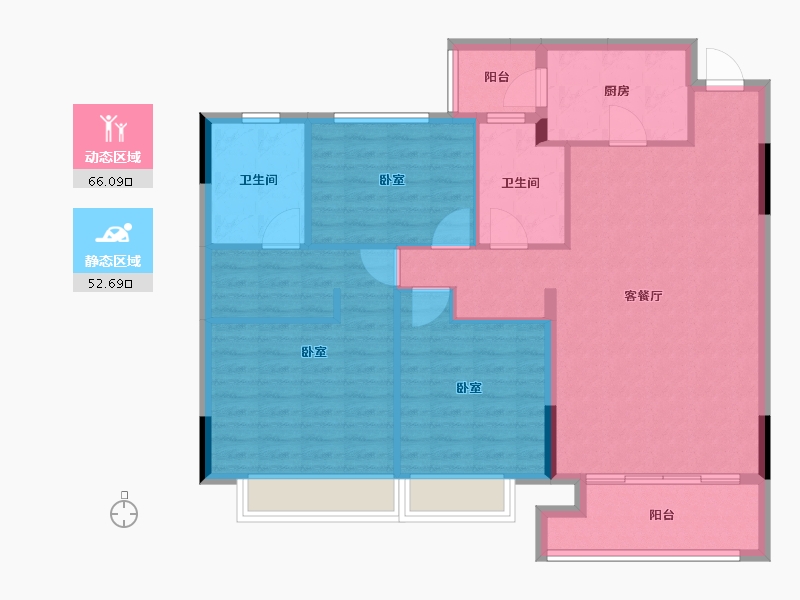 贵州省-遵义市-恒大翡翠华庭-108.00-户型库-动静分区