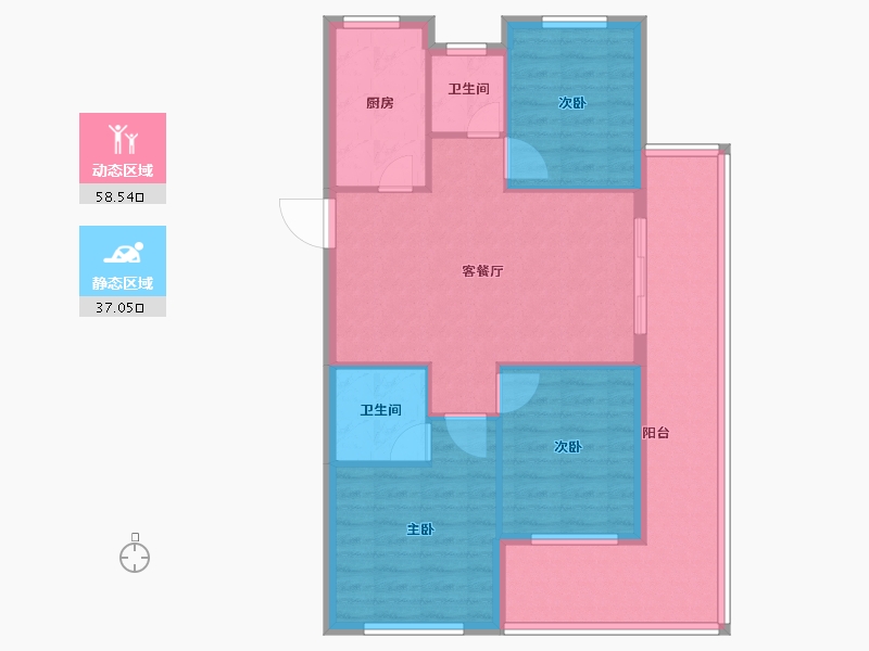 江苏省-徐州市-荣华公园四季-86.00-户型库-动静分区