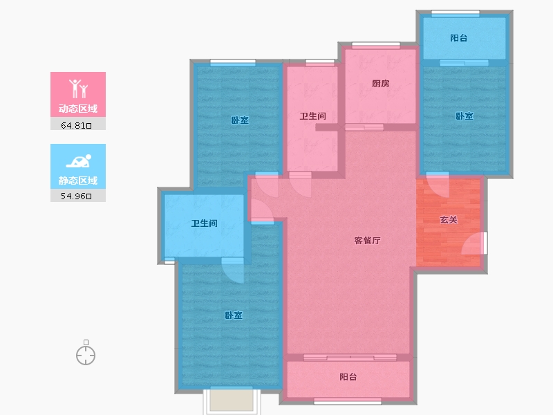 陕西省-西安市-清渭公馆-106.57-户型库-动静分区