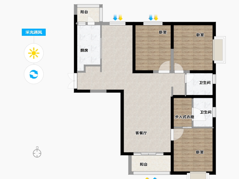 甘肃省-兰州市-扶正太和上城-109.80-户型库-采光通风