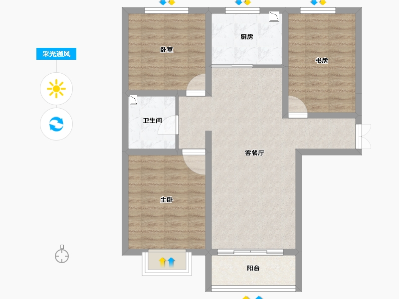 甘肃省-兰州市-中国铁建云公馆-80.04-户型库-采光通风