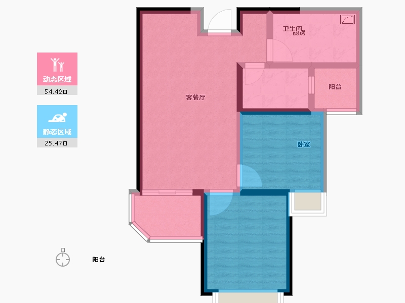 甘肃省-兰州市-恒大绿洲林语郡-70.44-户型库-动静分区