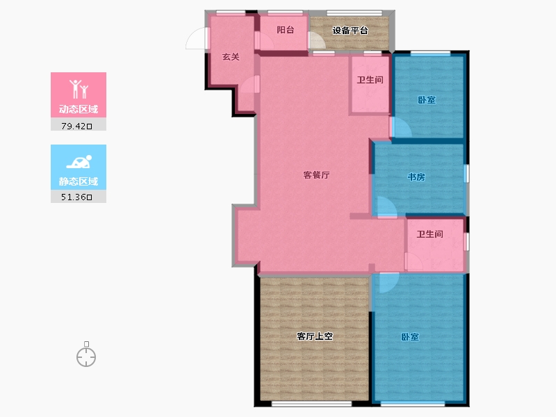 陕西省-西安市-群贤道九号九峯-123.96-户型库-动静分区