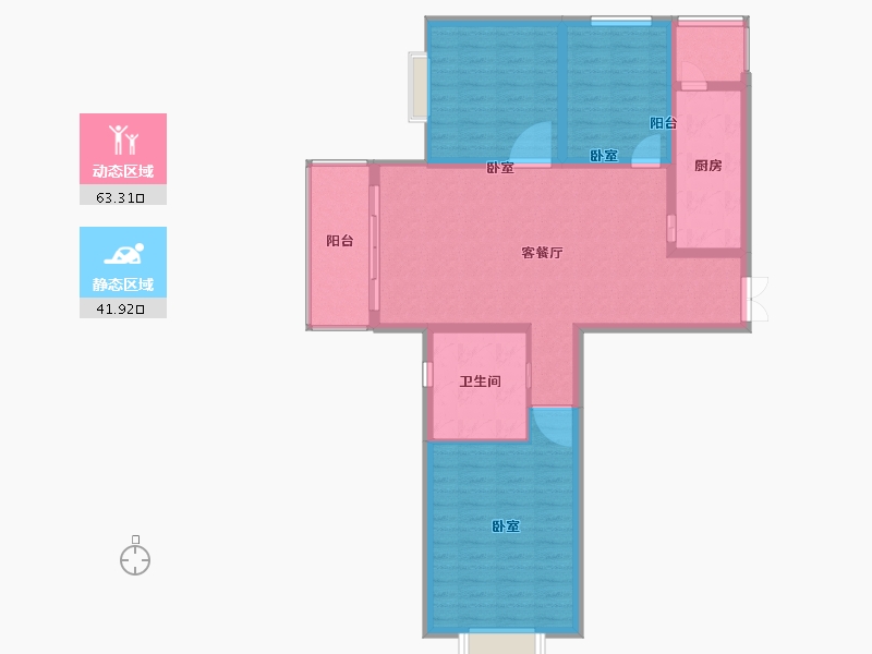 甘肃省-兰州市-扶正太和上城-94.92-户型库-动静分区