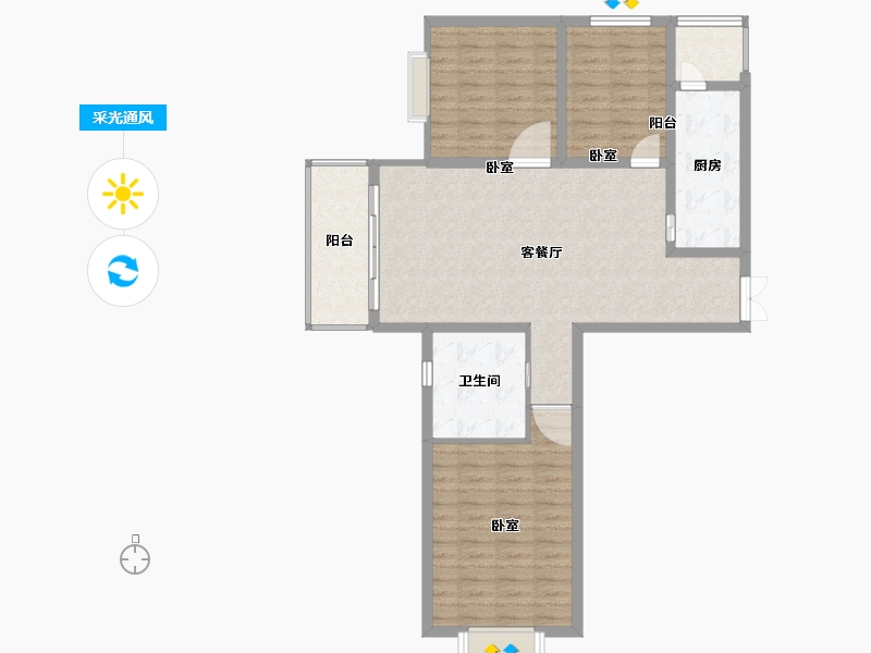 甘肃省-兰州市-扶正太和上城-94.92-户型库-采光通风