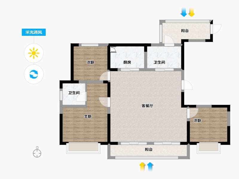 陕西省-榆林市-德通·新时代-122.01-户型库-采光通风