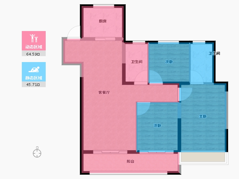 江苏省-徐州市-美的金科·云筑-100.00-户型库-动静分区