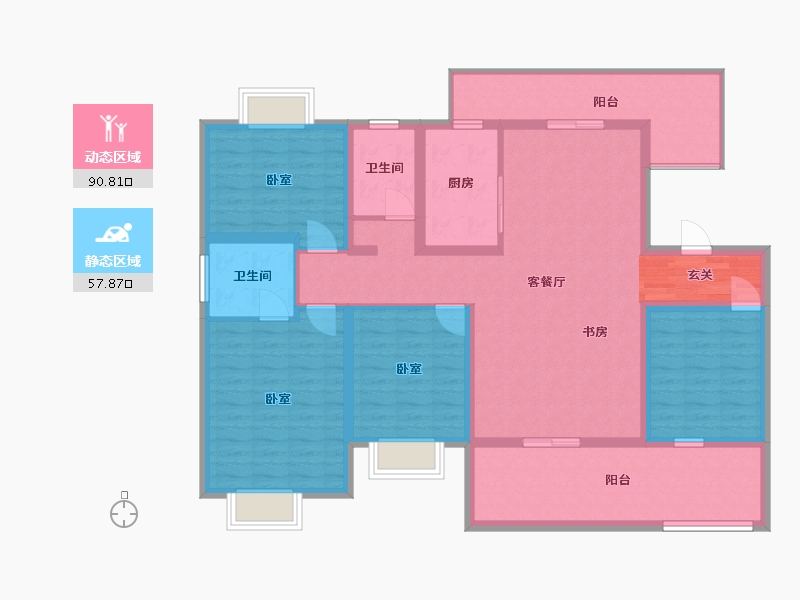 广西壮族自治区-玉林市-天湖御林湾-132.95-户型库-动静分区