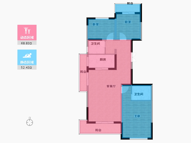 陕西省-西安市-群贤道九号九峯-109.07-户型库-动静分区