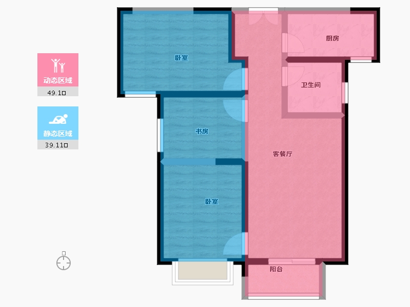 陕西省-西安市-德美·万有引俪-77.99-户型库-动静分区