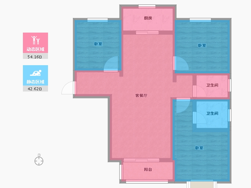 陕西省-渭南市-合昇·昌宁府-85.55-户型库-动静分区