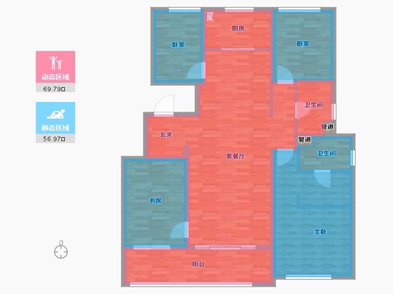 陕西省-西安市-融创观唐宸院-114.00-户型库-动静分区