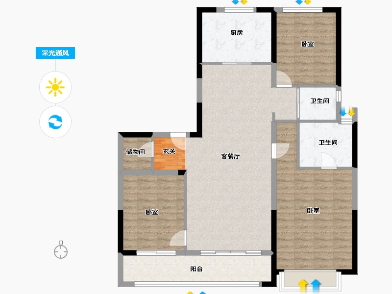 陕西省-西安市-西安碧桂园云顶-114.00-户型库-采光通风