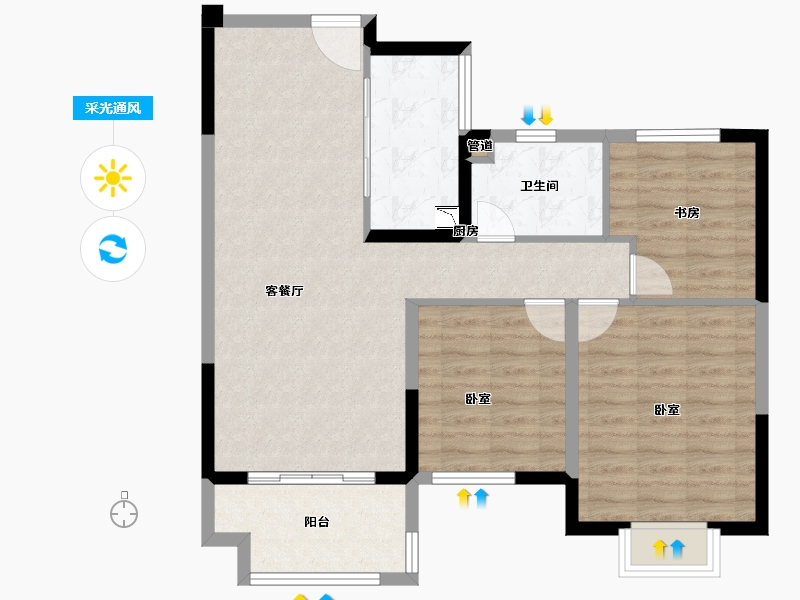 江苏省-无锡市-宜兴湖悦天境-85.00-户型库-采光通风